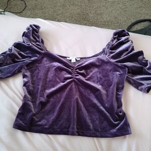 Purple Velvet Women's Cropped Top